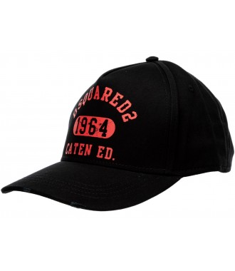 DSQUARED2 CATEN włoska czapka z daszkiem BLACK